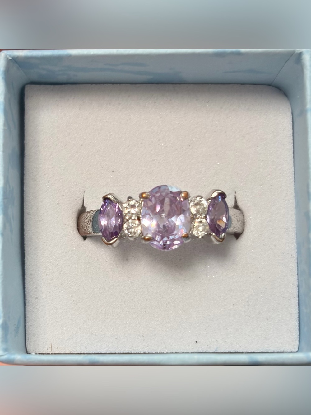 Lavender Cubic Zirconia Three-Stone Ring